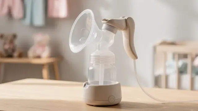 Frauen in der Elternzeit nutzen eine Milchpumpe für ihr Baby während der Arbeit