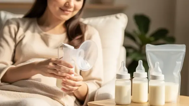 Bild einer Mutter mit Milchpumpe, die Schwierigkeiten hat, den Milchspendereflex auszulösen