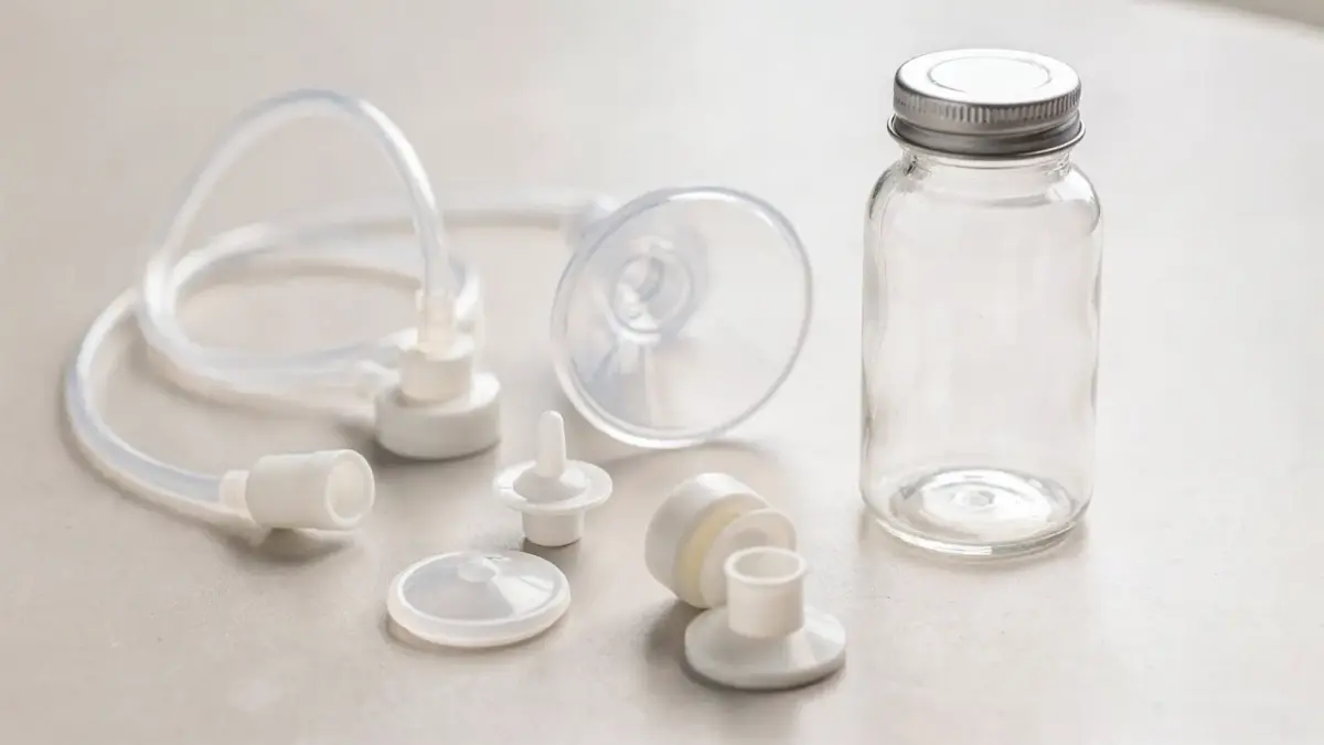 Milchpumpe mit unbedenklichen Materialien wie Silikon, BPA-freiem Kunststoff und Glas