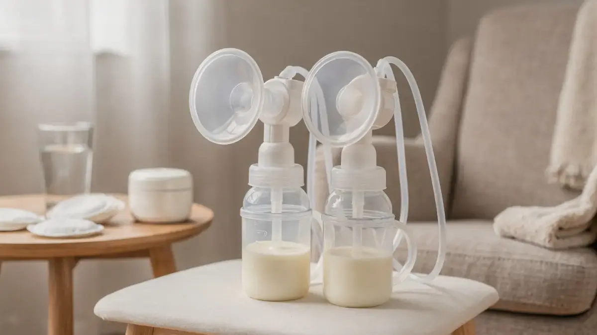 Doppelte Milchpumpe und Zubehör zum Thema Milchmenge steigern durch Abpumpen