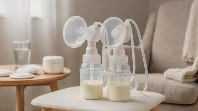 Doppelte Milchpumpe und Zubehör zum Thema Milchmenge steigern durch Abpumpen