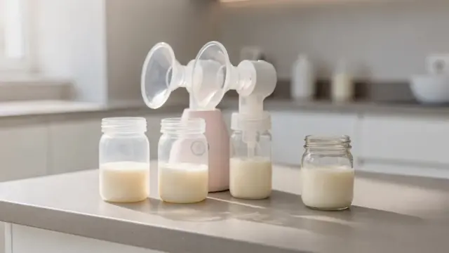 Stilllife mit Milchpumpe und Muttermilch zum Thema Muttermilch riecht seifig