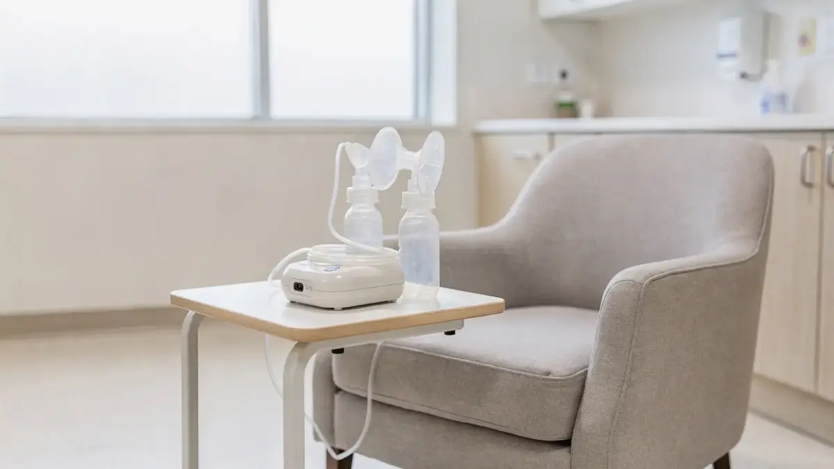 Milchpumpe im Klinikzimmer zur Verordnung bei Frühgeburt oder Krankheit des Babys