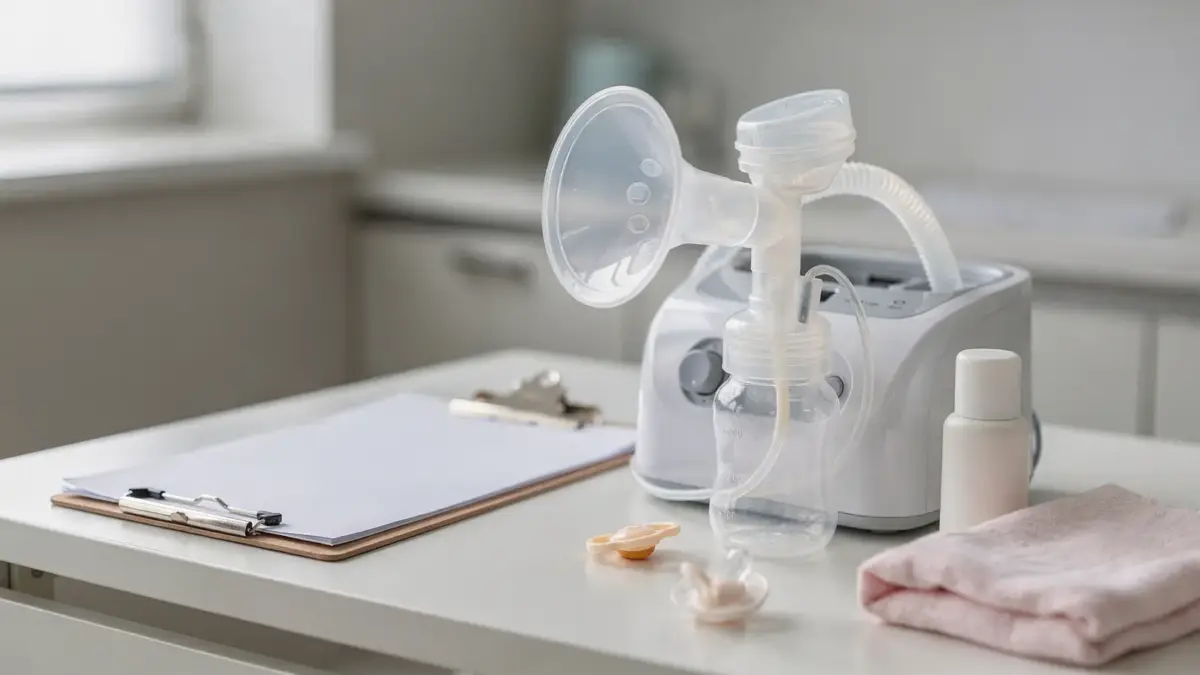 Milchpumpe-Verordnung: Brustpumpe, Rezept und Unterlagen in einer medizinischen Beratungssituation
