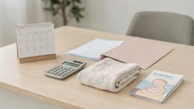 Beratung zu Mutterschaftsgeld beim Stillen mit Kalender, Rechner und Informationsblatt
