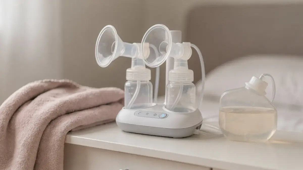 Abpump-Set mit Milchpumpe, Brusthaube und Entspannungszubehör zur Förderung des Milchflusses