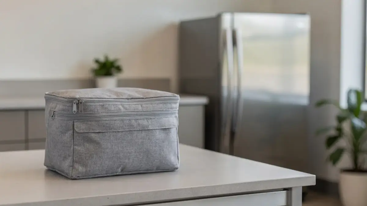 Kühlschrank und Kühltasche im Büro zum Kühlen von Muttermilch am Arbeitsplatz